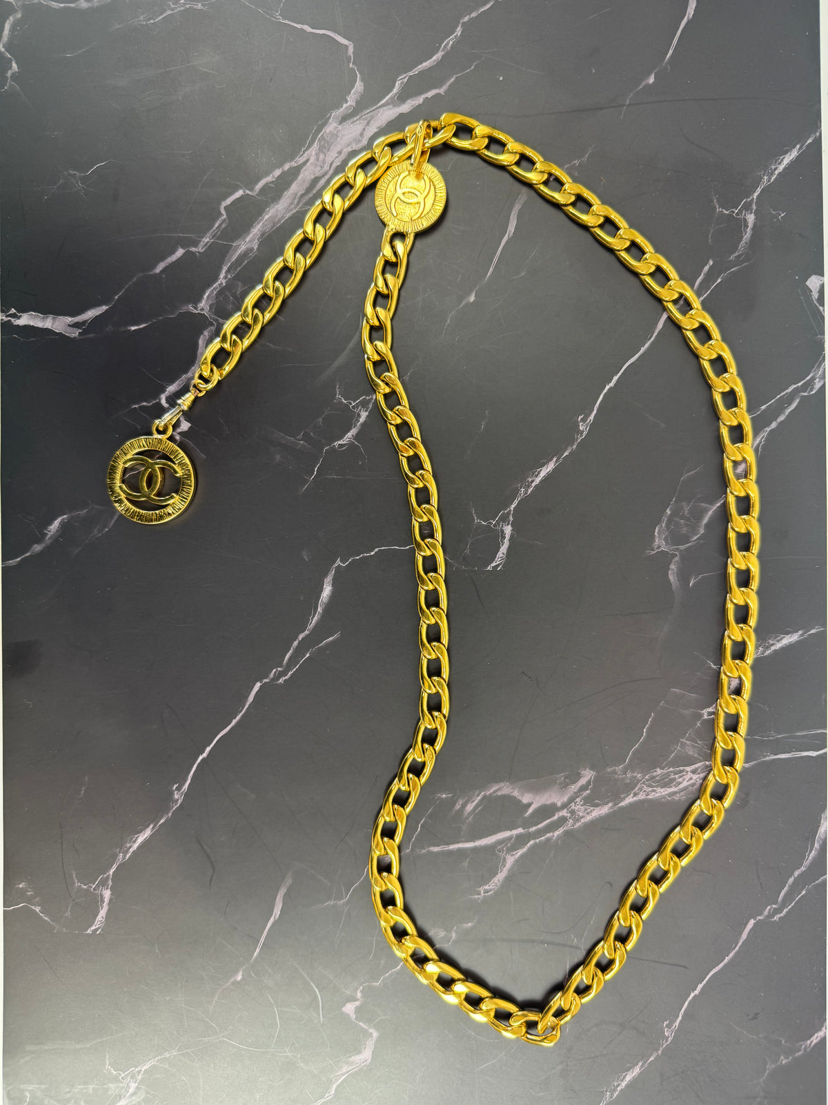 Chanel Vintage 1982 Gold-Plated CC Medallion Chain Belt