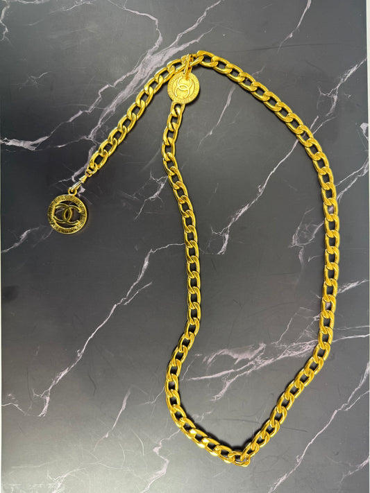 Chanel Vintage 1982 Gold-Plated CC Medallion Chain Belt