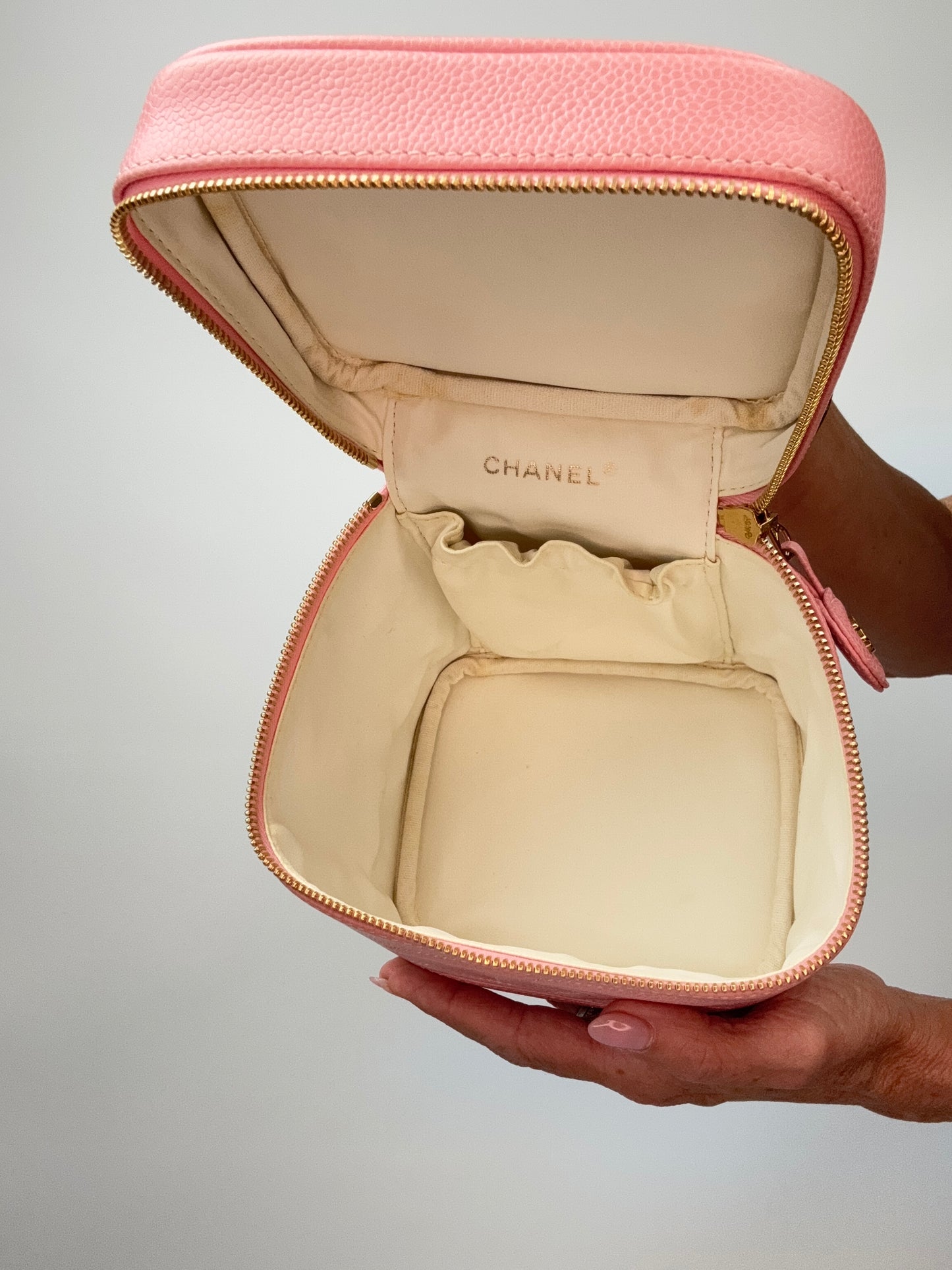 Chanel  Vintage Pink Caviar Vanity Bag