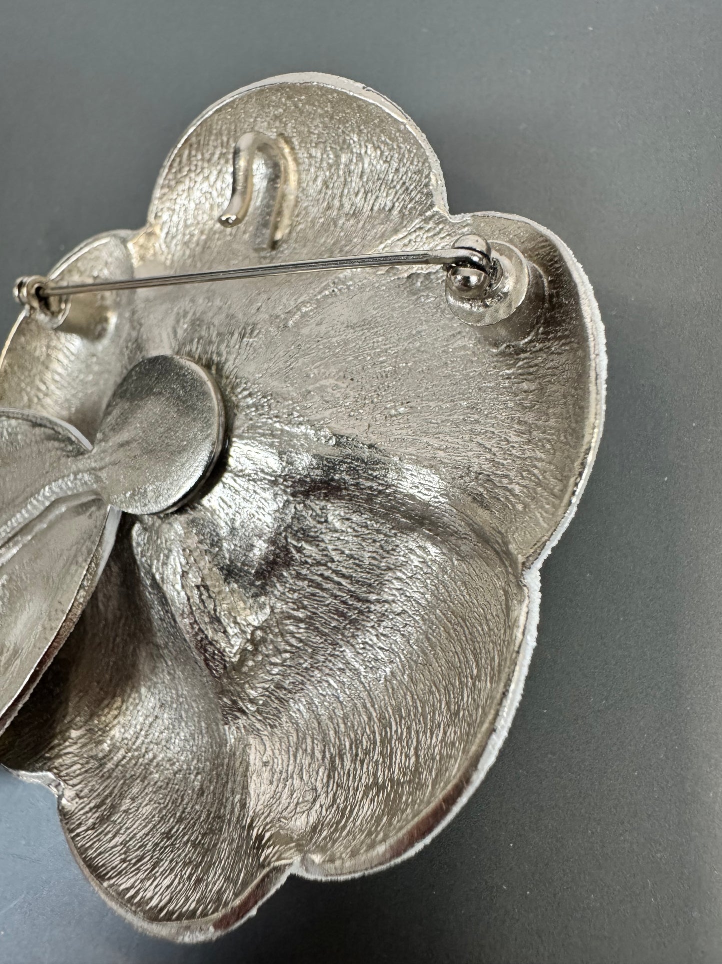Chanel Silver Vintage Camellia White Steel Brooch