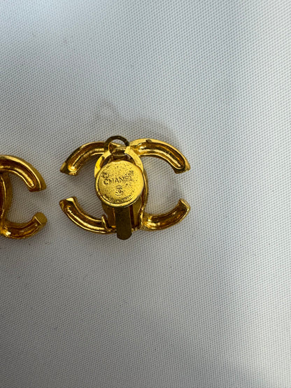 Chanel CC Hammered Clip On Earrings