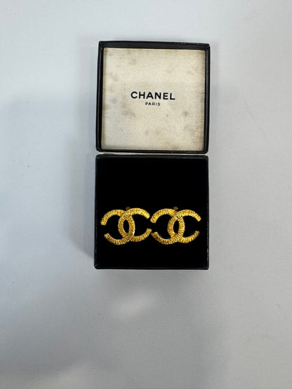 Chanel CC Hammered Clip On Earrings