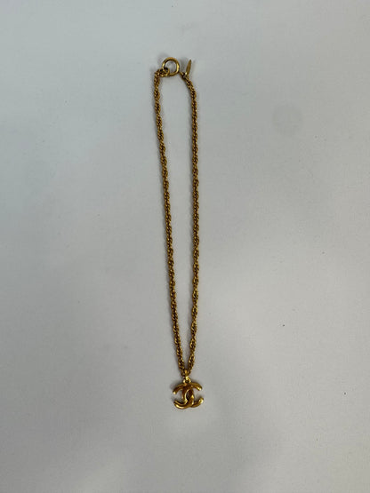 Chanel Vintage Rope Chain Small CC Pendent
