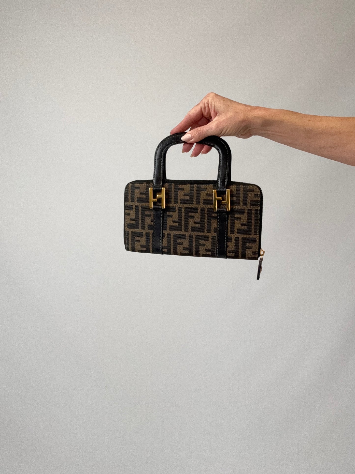 Fendi Vintage Zucca Top Handle Wallet Bag