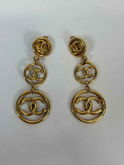 Chanel CC Dangle Clip On Earrings