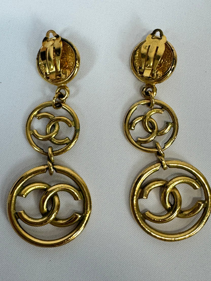 Chanel CC Dangle Clip On Earrings