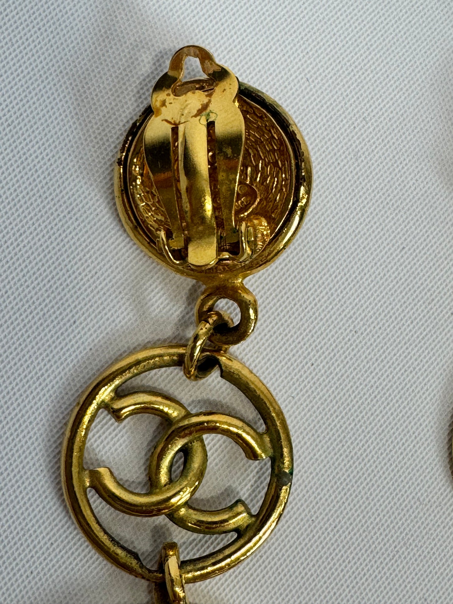 Chanel CC Dangle Clip On Earrings