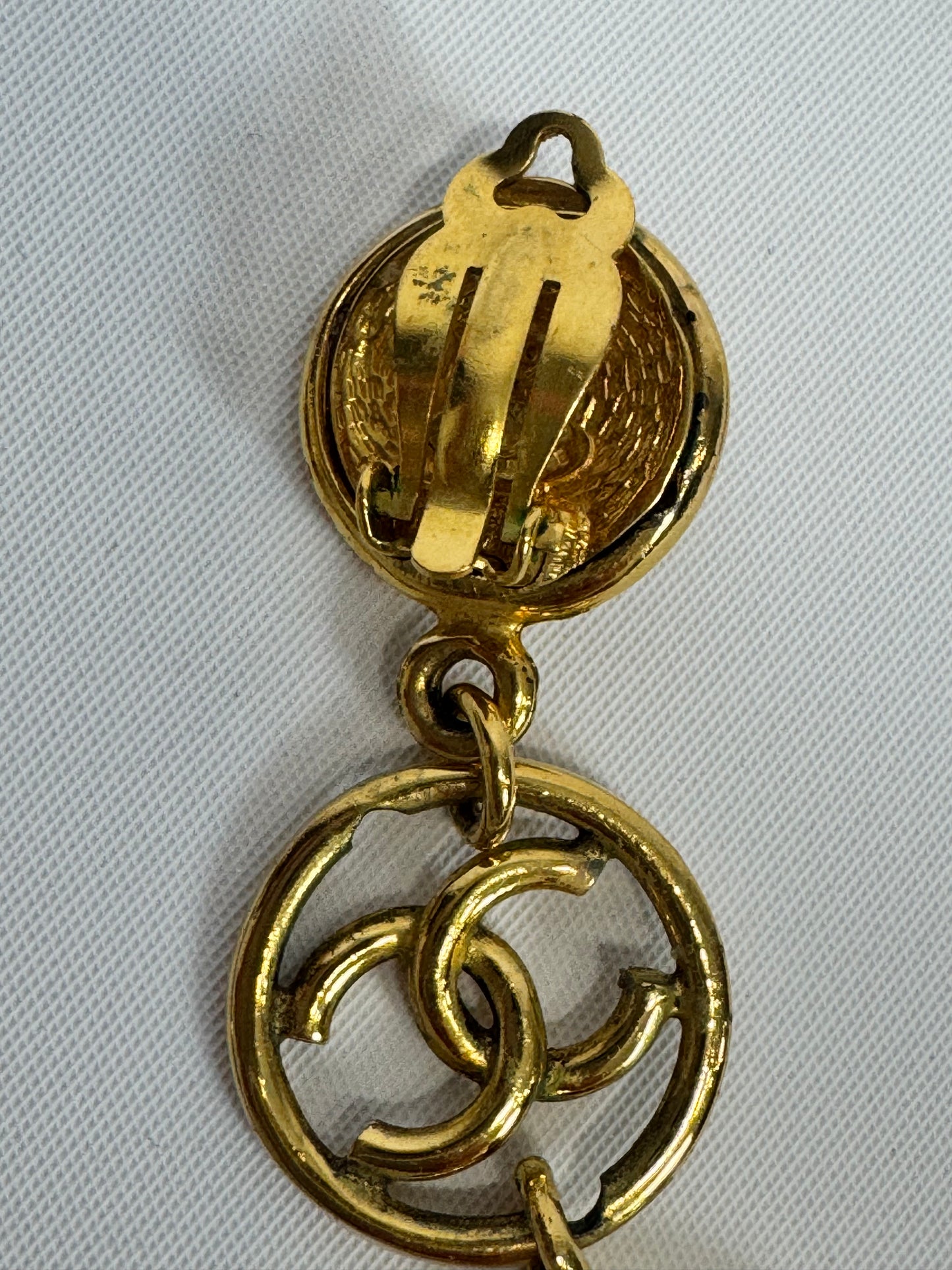 Chanel CC Dangle Clip On Earrings