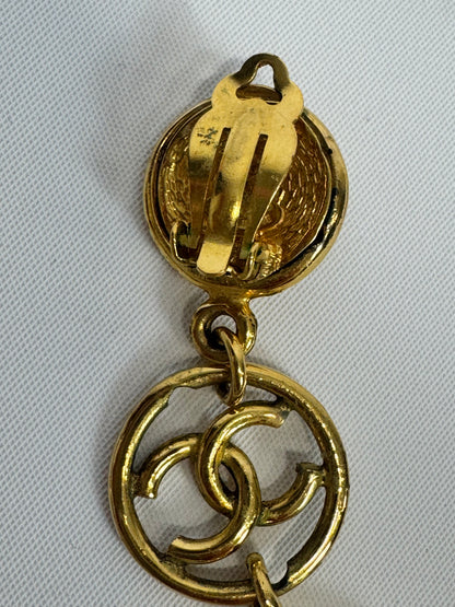 Chanel CC Dangle Clip On Earrings