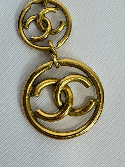 Chanel CC Dangle Clip On Earrings