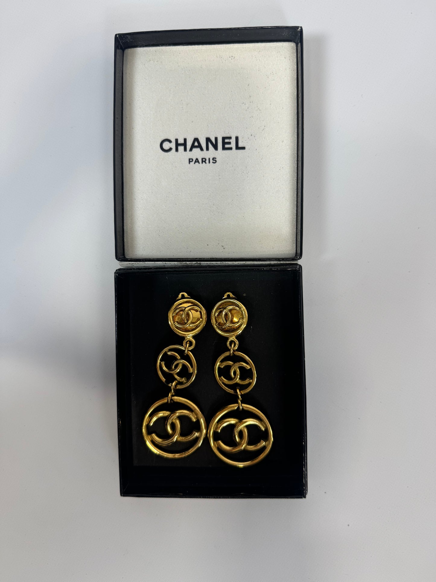 Chanel CC Dangle Clip On Earrings