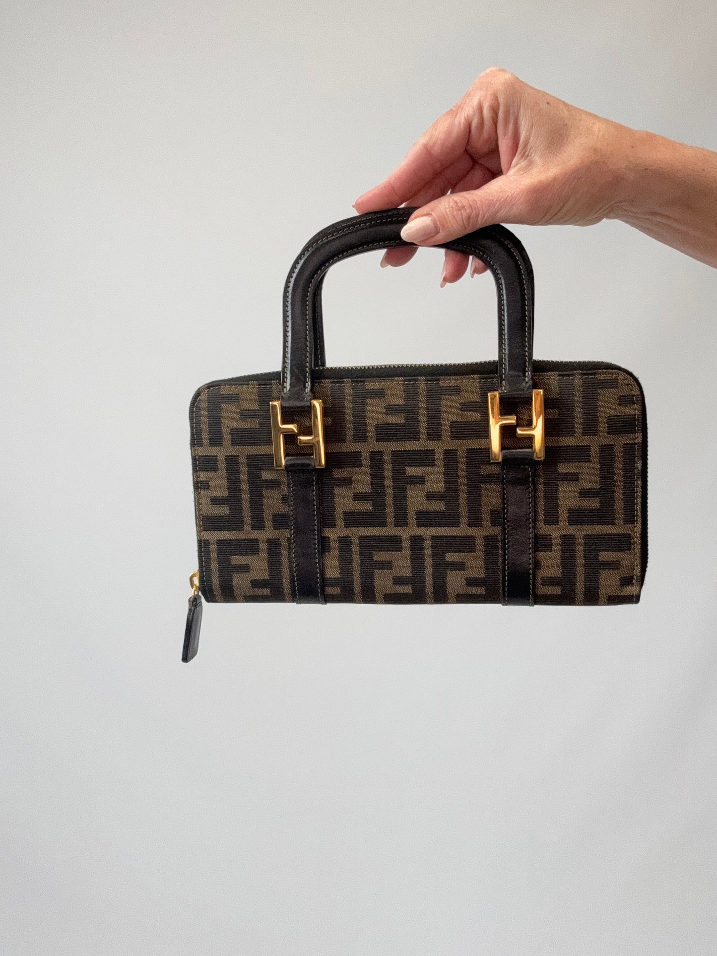 Fendi Vintage Zucca Top Handle Wallet Bag