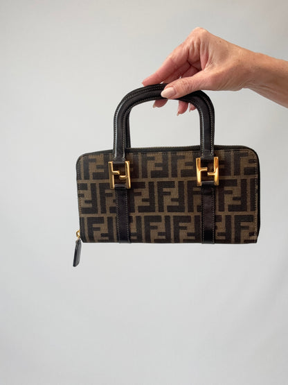 Fendi Vintage Zucca Top Handle Wallet Bag