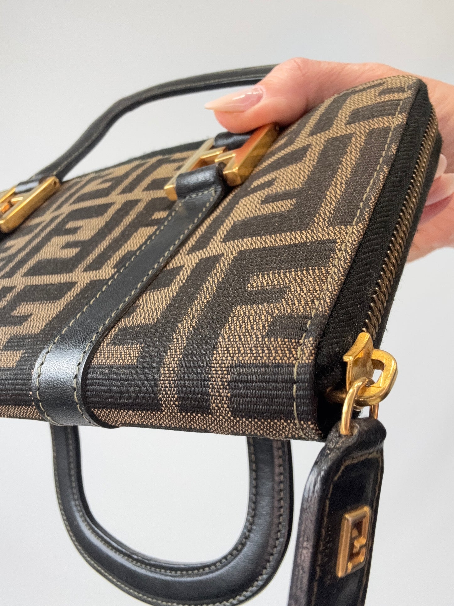 Fendi Vintage Zucca Top Handle Wallet Bag
