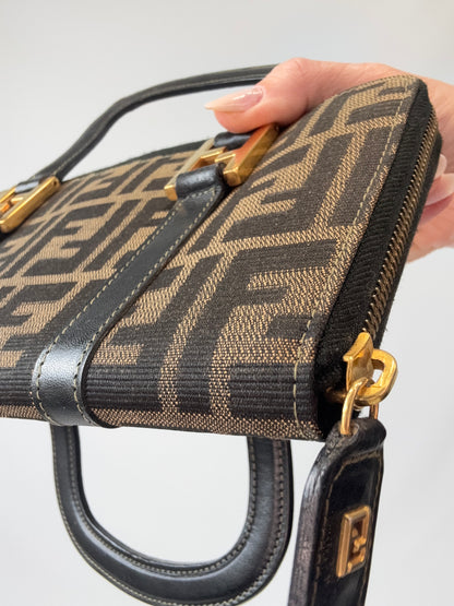 Fendi Vintage Zucca Top Handle Wallet Bag