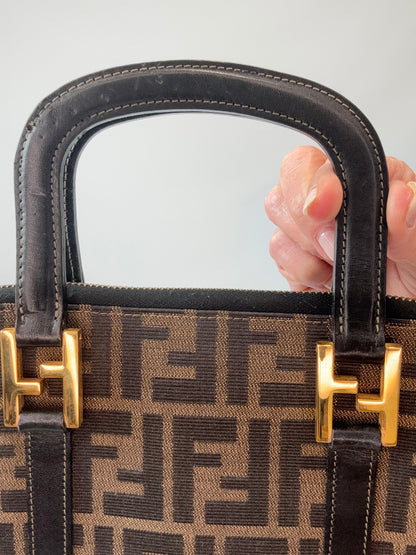Fendi Vintage Zucca Top Handle Wallet Bag