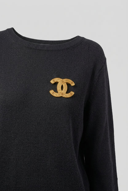 Chanel Vintage Oversized CC Logo Brooch