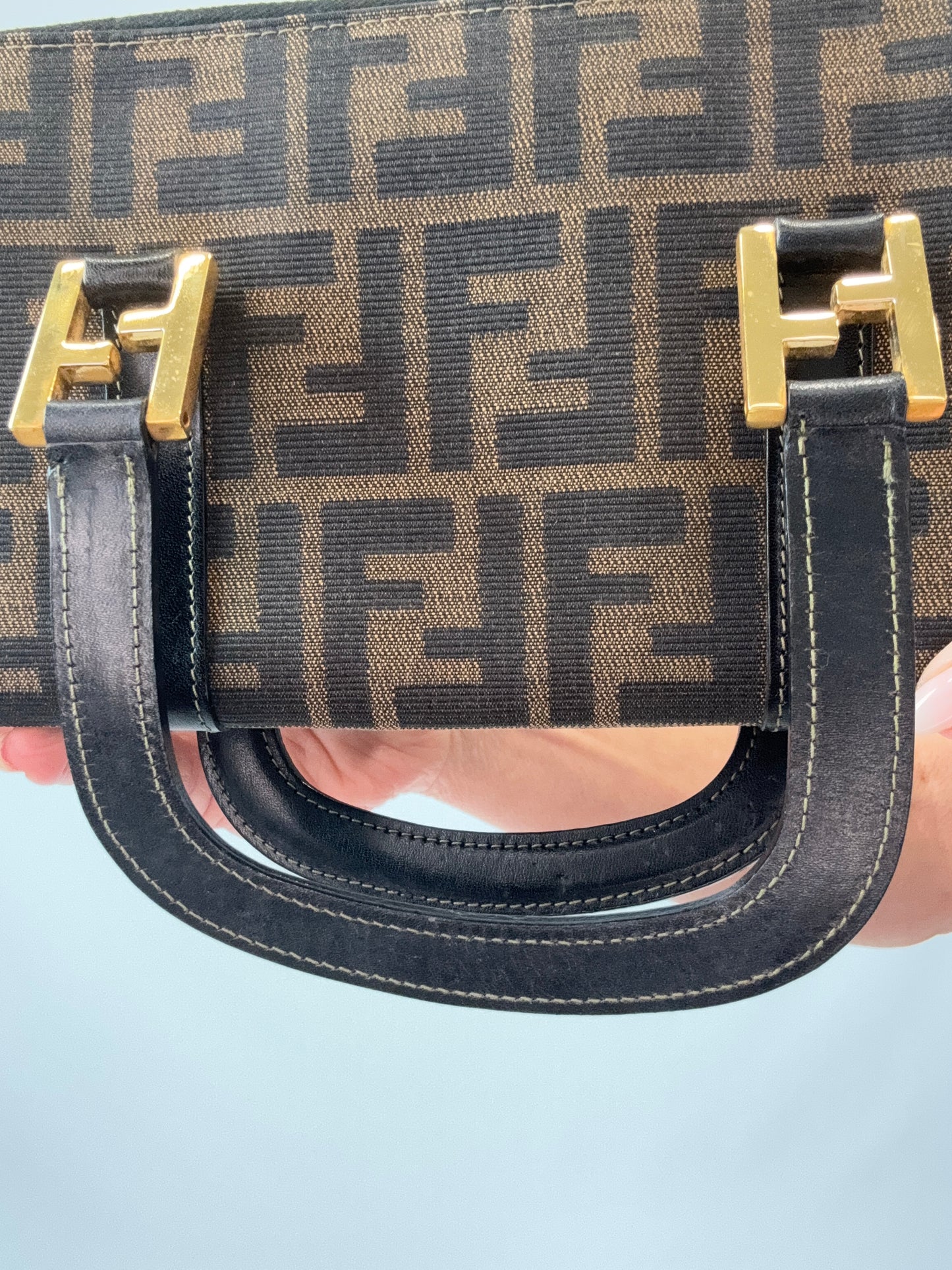 Fendi Vintage Zucca Top Handle Wallet Bag