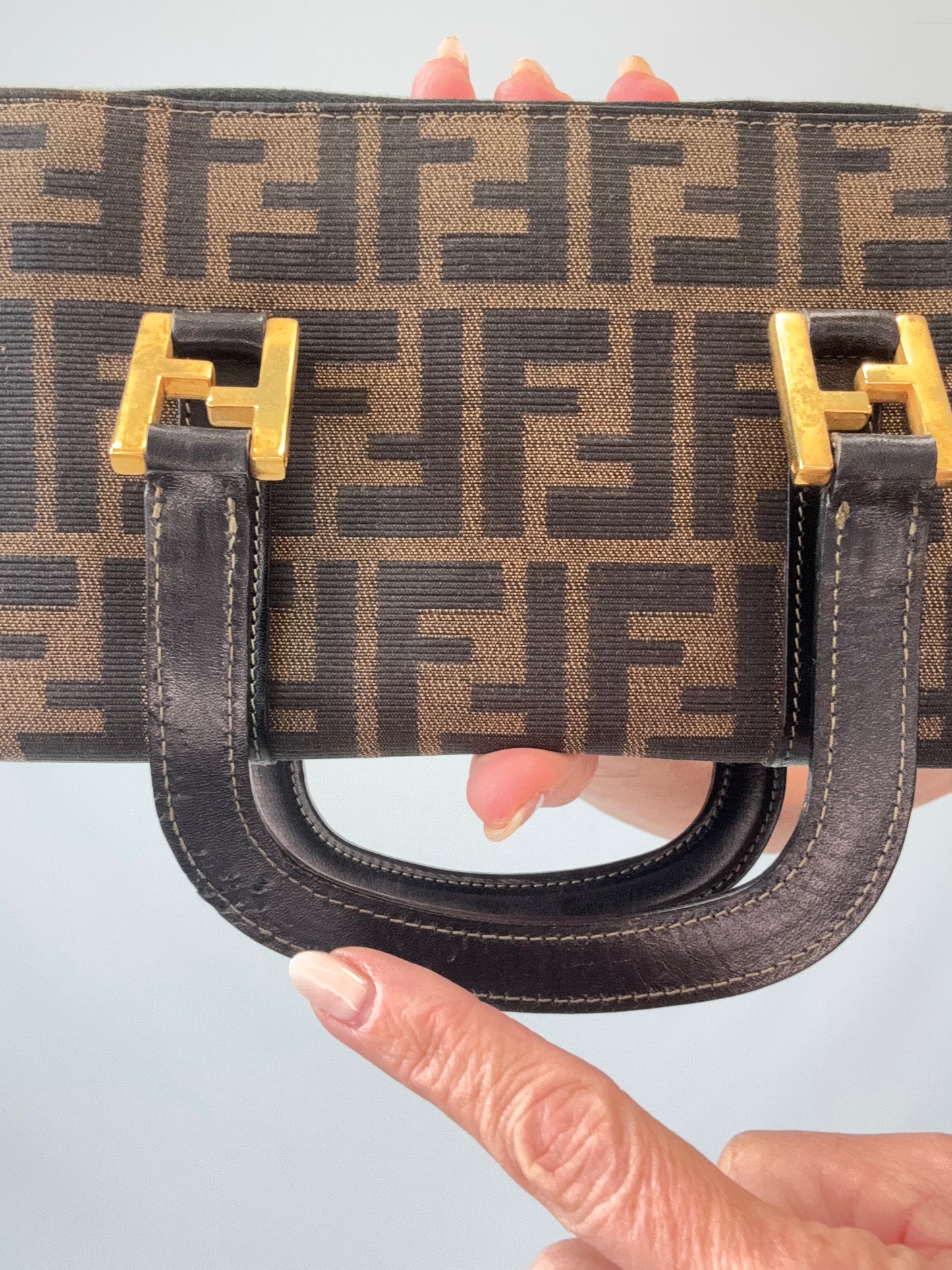 Fendi Vintage Zucca Top Handle Wallet Bag
