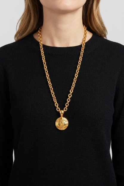 Chanel Vintage 1994 24K Gold-Plated CC Medallion Chain Necklace