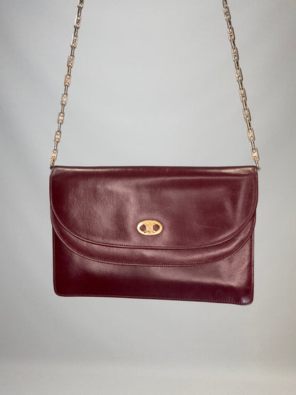 Celine Triomphe Wallet On Triomphe Chain- Burgundy
