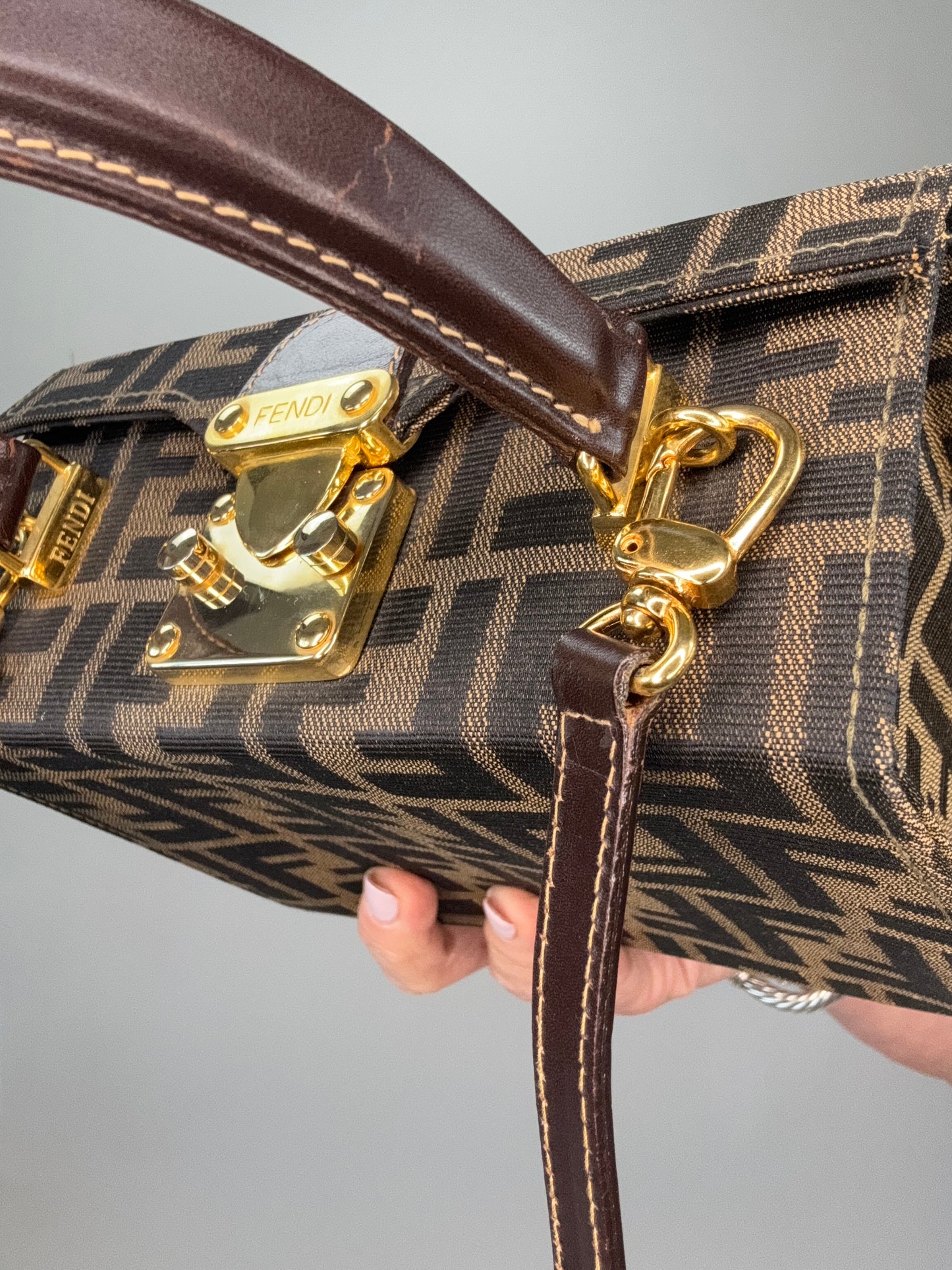 Fendi Zucca Vintage Two Way Vanity Bag