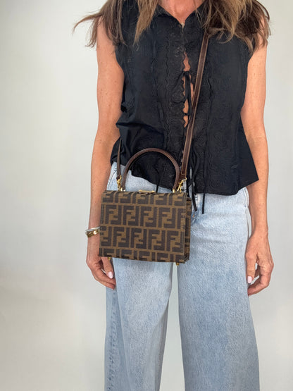 Fendi Zucca Vintage Two Way Vanity Bag