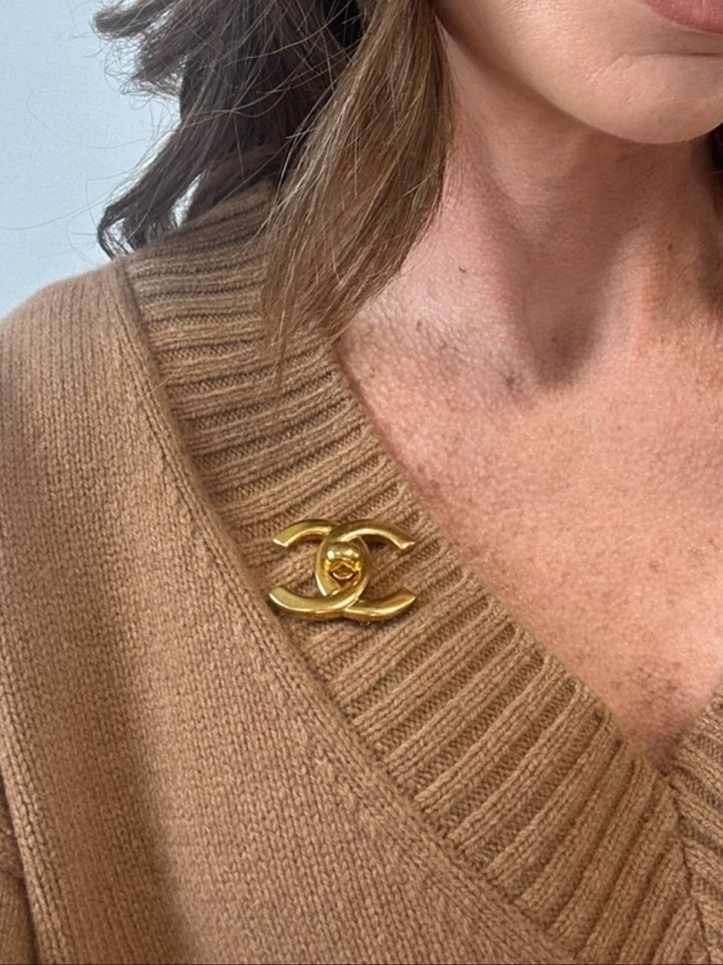 Chanel Vintage Turn Lock Brooch