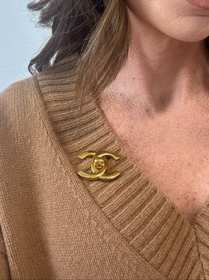 Chanel Vintage Turn Lock Brooch
