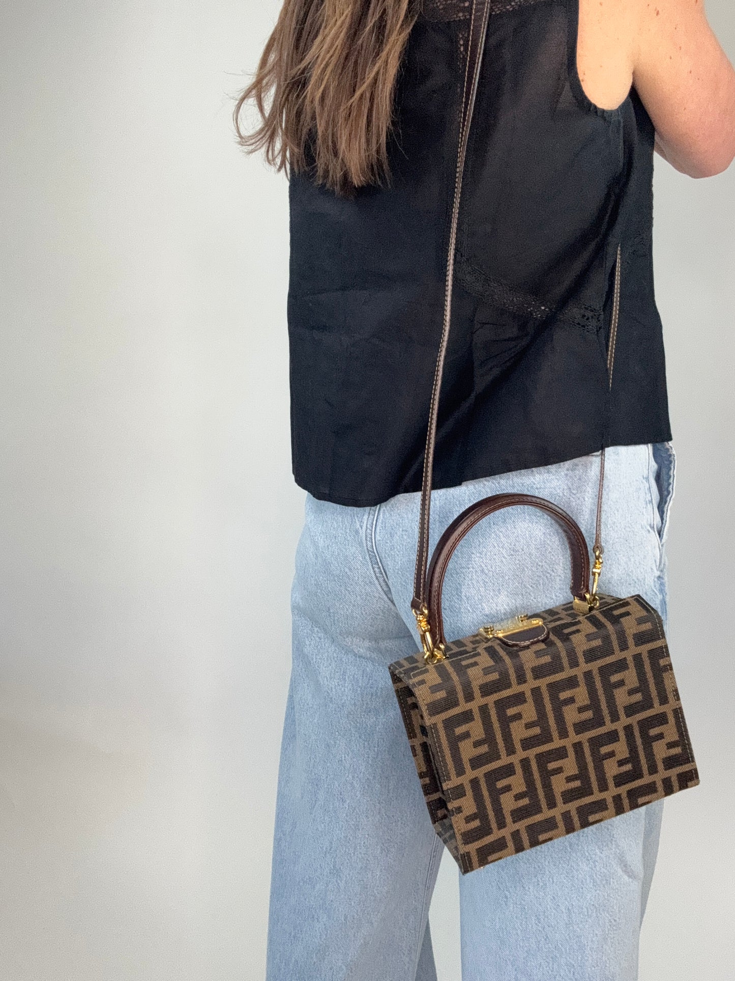 Fendi Zucca Vintage Two Way Vanity Bag