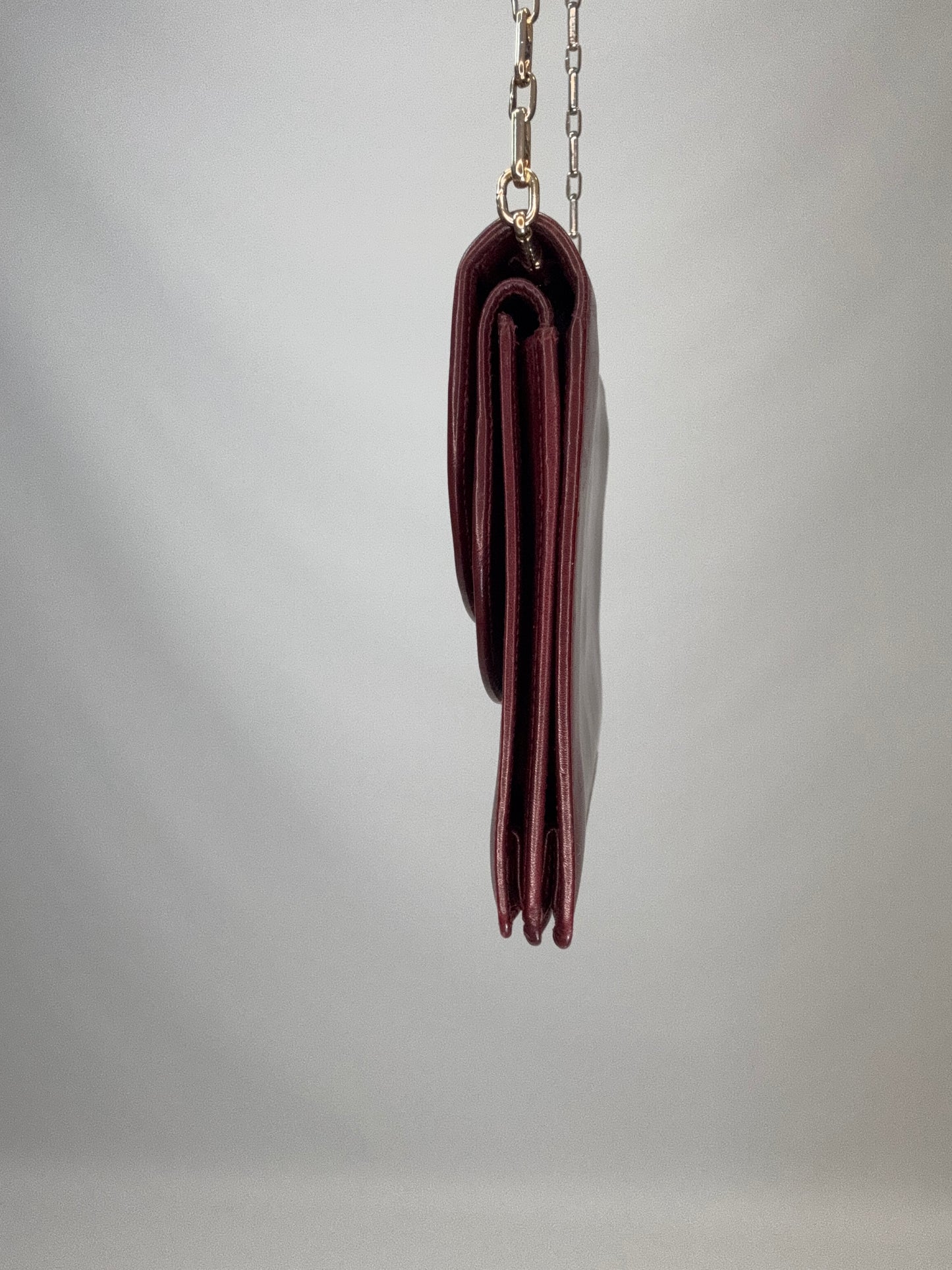 Celine Triomphe Wallet On Triomphe Chain- Burgundy