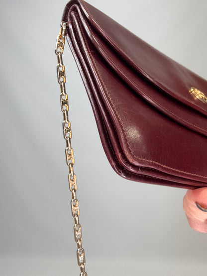 Celine Triomphe Wallet On Triomphe Chain- Burgundy
