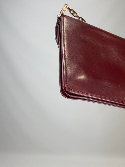 Celine Triomphe Wallet On Triomphe Chain- Burgundy