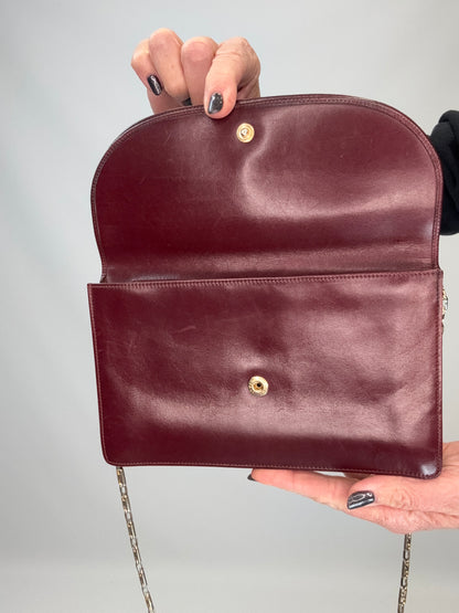 Celine Triomphe Wallet On Triomphe Chain- Burgundy