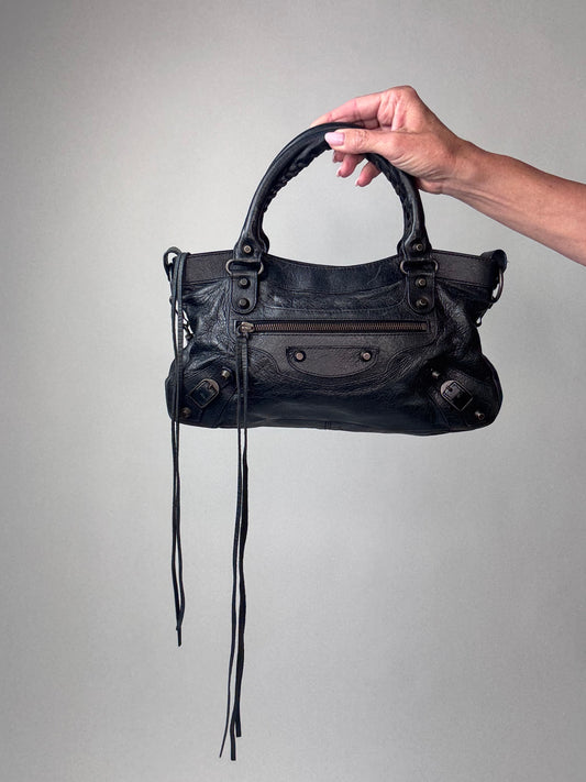 Balenciaga Le City First Bag In Black With Mirror
