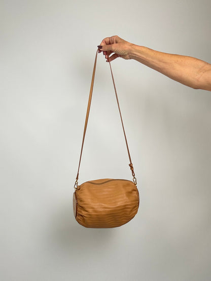 Loewe Women’s Cylinder Leather Bracelet Pouch — Caramel Tan