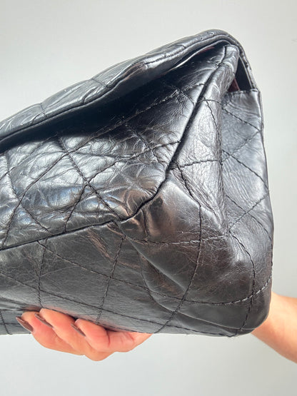 Chanel  Maxi 2010–2011 2.55 Reissue 227 Double Flap Bag — Black