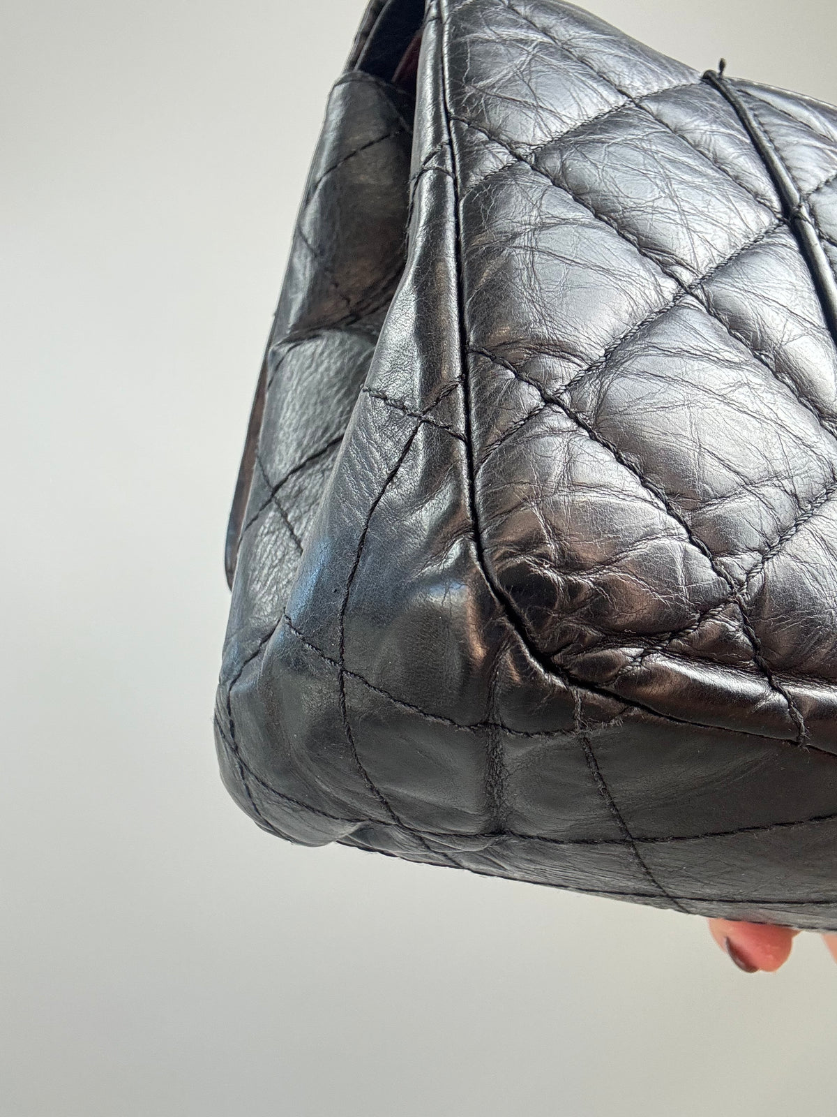 Chanel  Maxi 2010–2011 2.55 Reissue 227 Double Flap Bag — Black