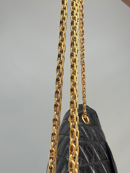 Chanel  Maxi 2010–2011 2.55 Reissue 227 Double Flap Bag — Black