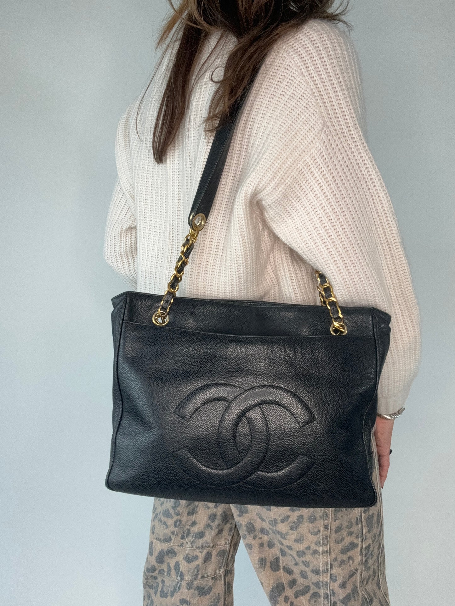 Chanel Vintage Double Sided Caviar Tote