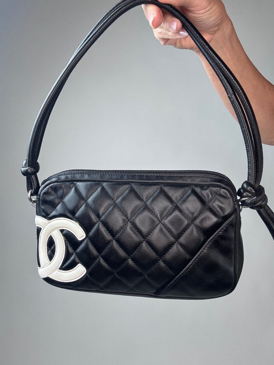 Chanel Cambon Pochette Black White