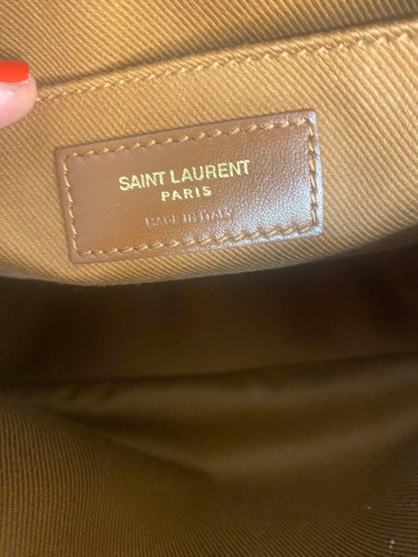 YVES SAINT LAURENT Shoulder Bag Straw / Leather Brown