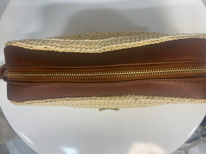 YVES SAINT LAURENT Shoulder Bag Straw / Leather Brown