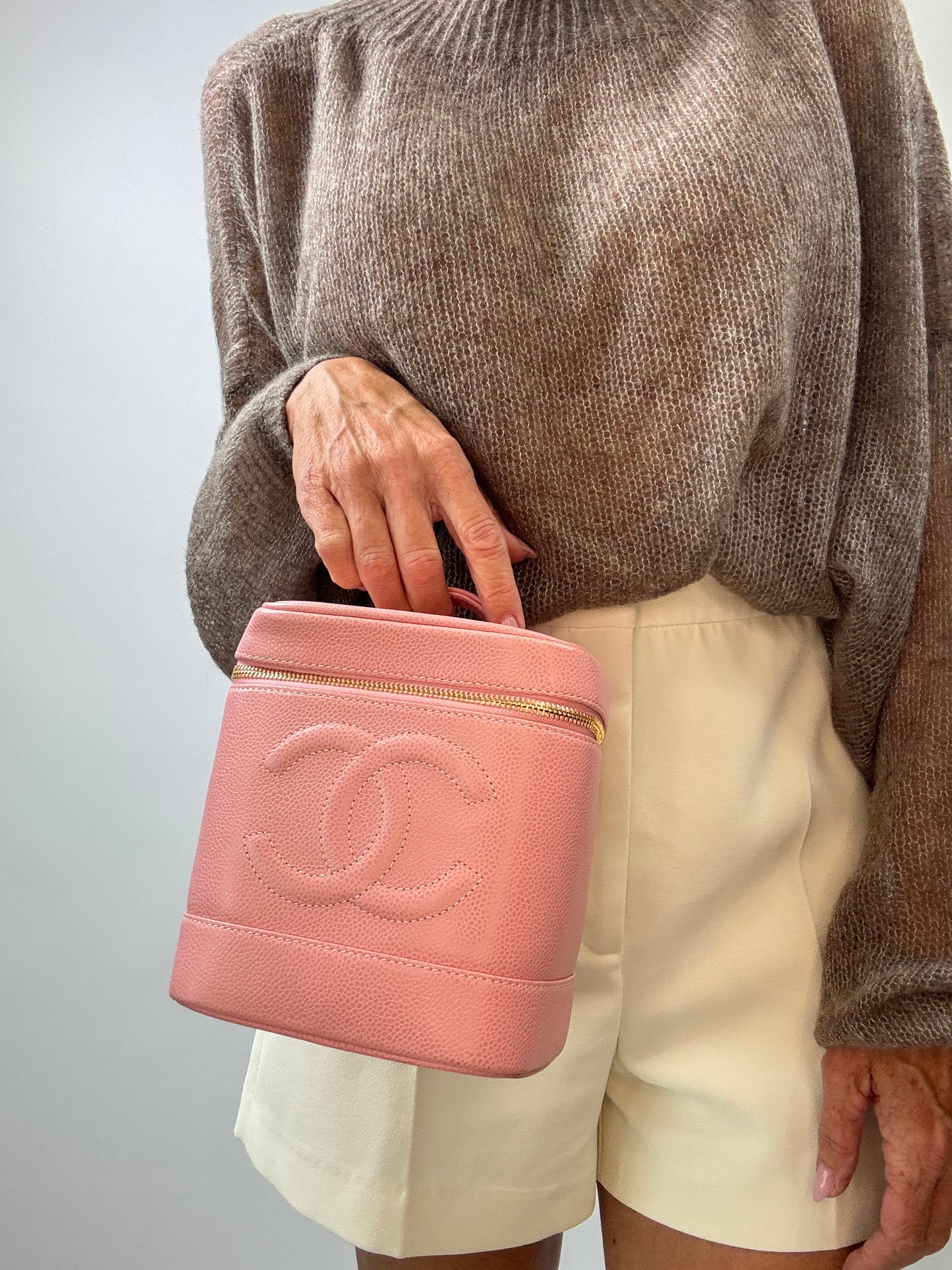 Chanel  Vintage Pink Caviar Vanity Bag