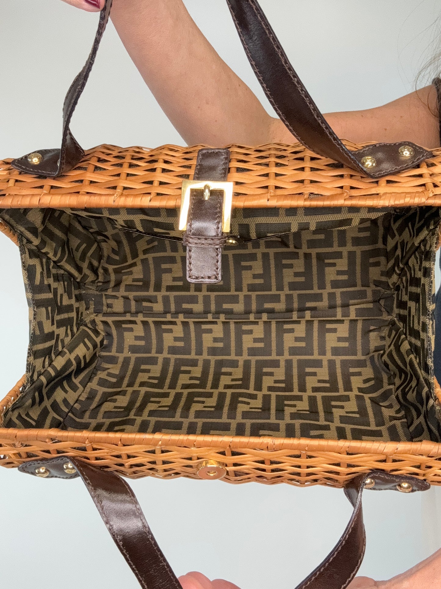 Fendi Vintage Rattan Basket Bag