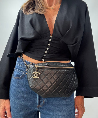 Chanel Lambskin Quilted Banane Waist Bag