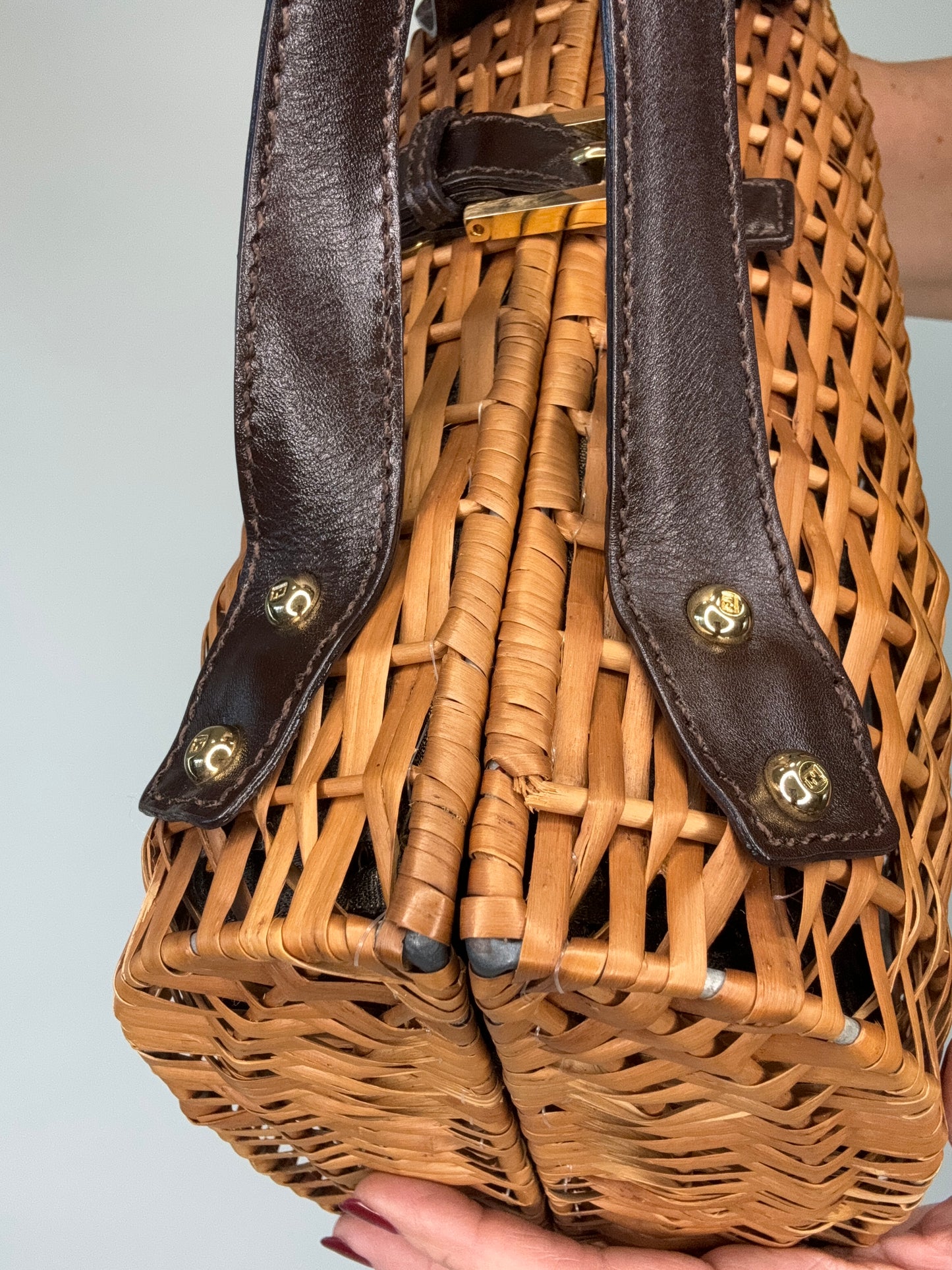 Fendi Vintage Rattan Basket Bag