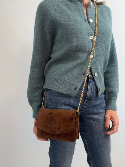 Chanel 1994–1996 Timeless CC Suede Wallet on Chain — Brown