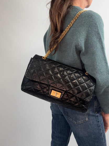 Chanel  Maxi 2010–2011 2.55 Reissue 227 Double Flap Bag — Black