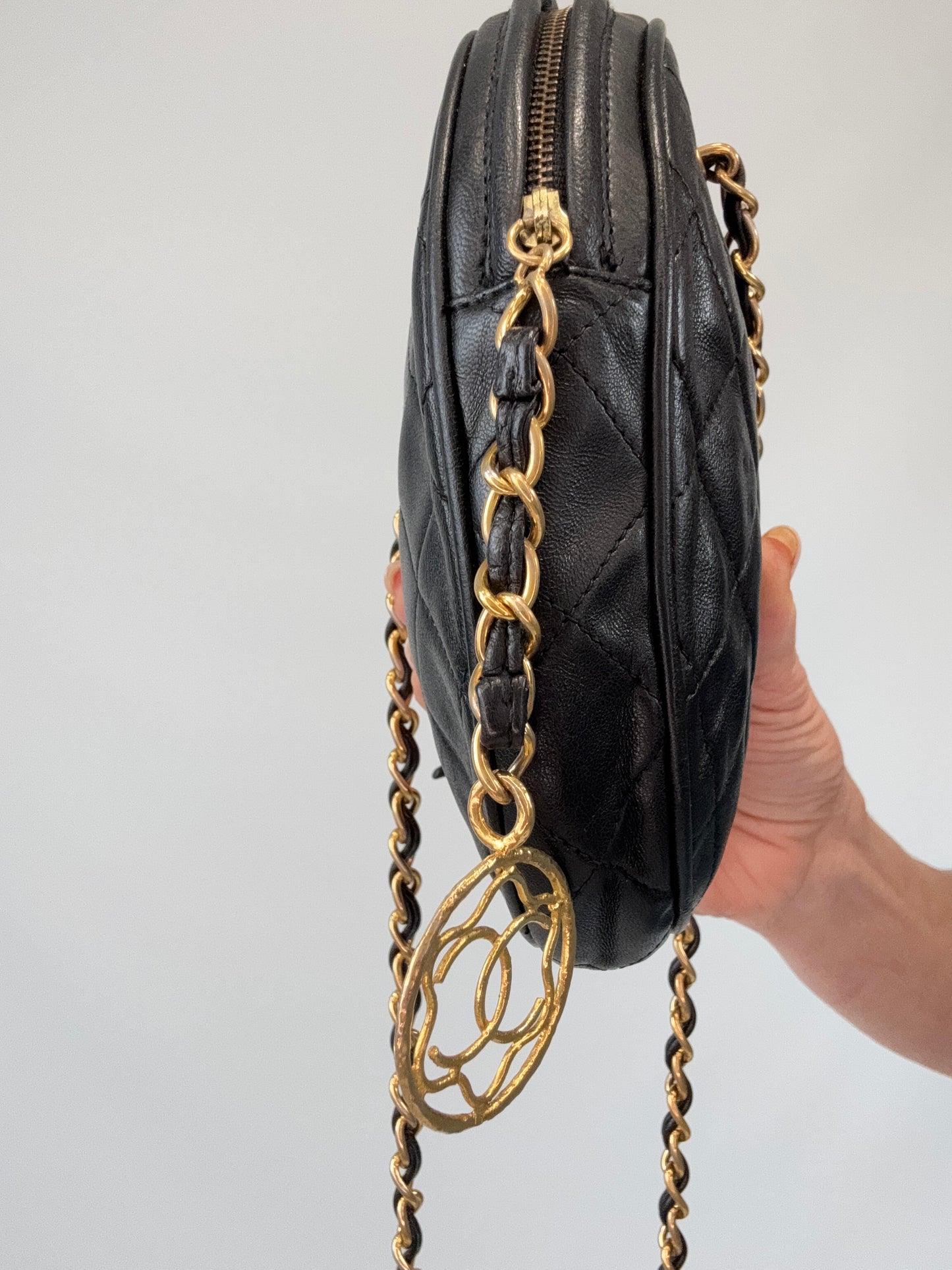 Chanel Vintage Oval Cookie Cut Out CC Bag